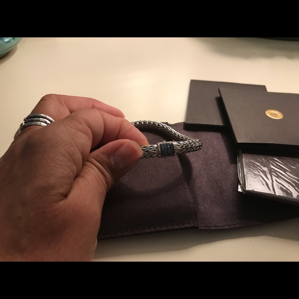 Brand new never worn John hardy sterling and sapphire bracelet